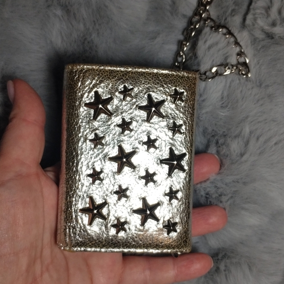 JIMMY CHOO Silver Star Wallet On Chain Gold Star-Embellished Pre-owned - Picture 2 of 10